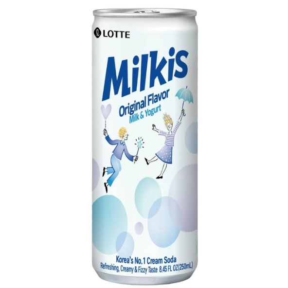 LOTTE Milkis Original Flavor Milk Soda Pack of 6 (250ml x 6cans)- Korean Drink- Korean Beverage