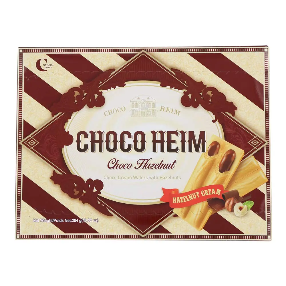 CROWN Choco Heim Choco Hazelnut Cream Wafers 284g | Korean Chocolate Wafer Cookies
