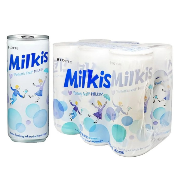 LOTTE Milkis Original Flavor Milk Soda Pack of 6 (250ml x 6cans)- Korean Drink- Korean Beverage