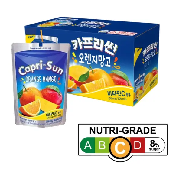 Nongshim Capri-Sun Orange Mango Juice Drink 200ml | Vitamin C Fruit Juice Pouch