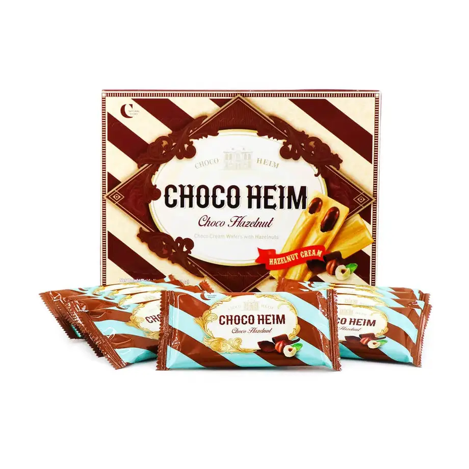 CROWN Choco Heim Choco Hazelnut Cream Wafers 284g | Korean Chocolate Wafer Cookies