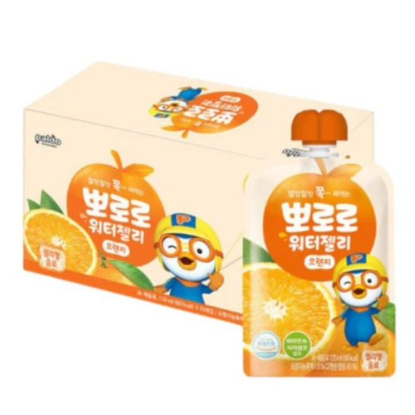 PALDO Pororo Water Jelly Orange Flavor Pack of 10 (120ml x 10pouch)