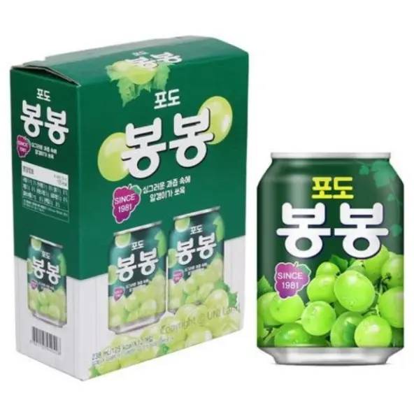 HAITAI Bong Bong Grape Drink 238ml | Korean Grape Beverage with Grape Pieces