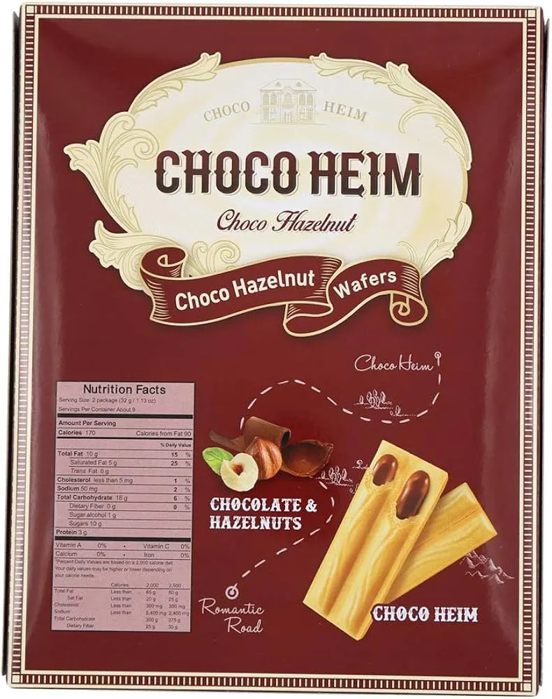 CROWN Choco Heim Choco Hazelnut Cream Wafers 284g | Korean Chocolate Wafer Cookies
