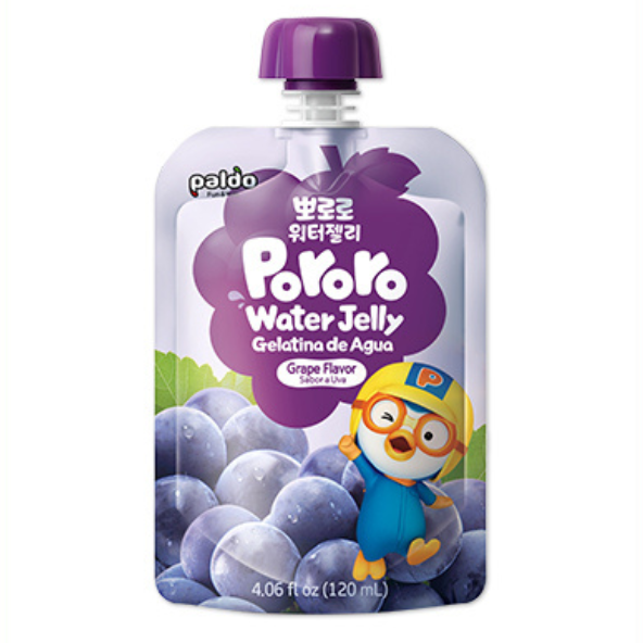 PALDO Pororo Water Jelly Grape flavor Pack of 10 (120ml x 10pouch)
