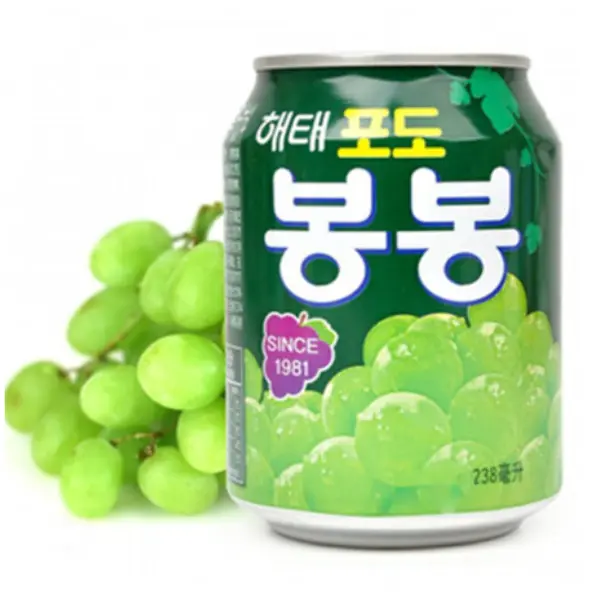 HAITAI Bong Bong Grape Drink 238ml | Korean Grape Beverage with Grape Pieces