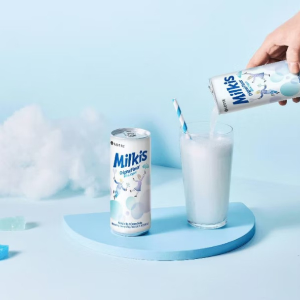 LOTTE Milkis Original Flavor Milk Soda Pack of 6 (250ml x 6cans)- Korean Drink- Korean Beverage