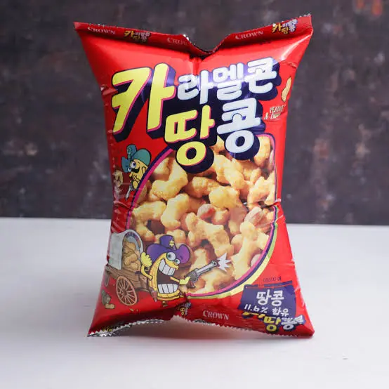 CROWN Caramel Corn & Peanuts 72g – Authentic Korean Sweet Corn Puff Snack